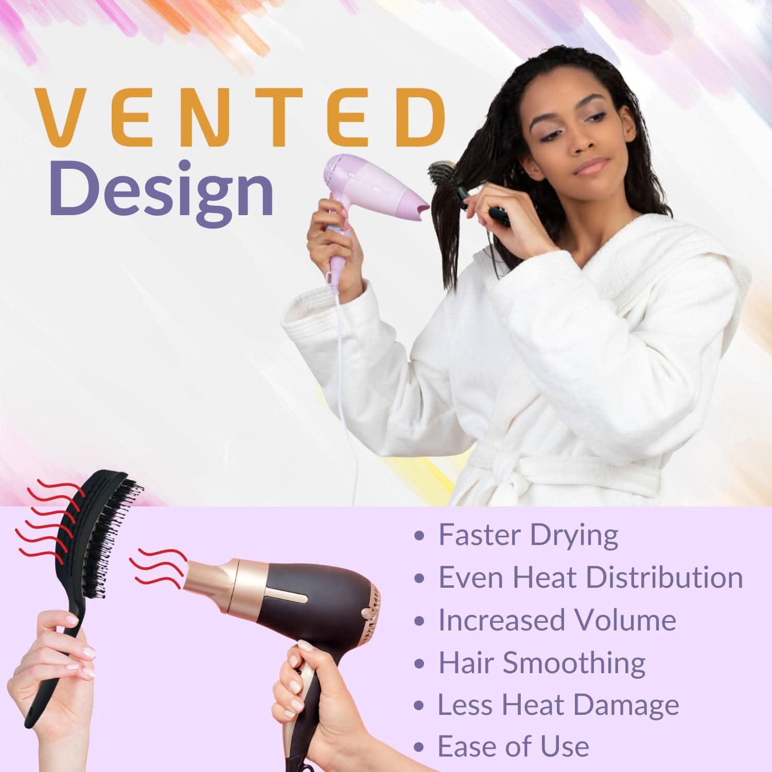 INATEKPRO Curved Vented Boar Bristle Detangler Brush - RED | LARGE