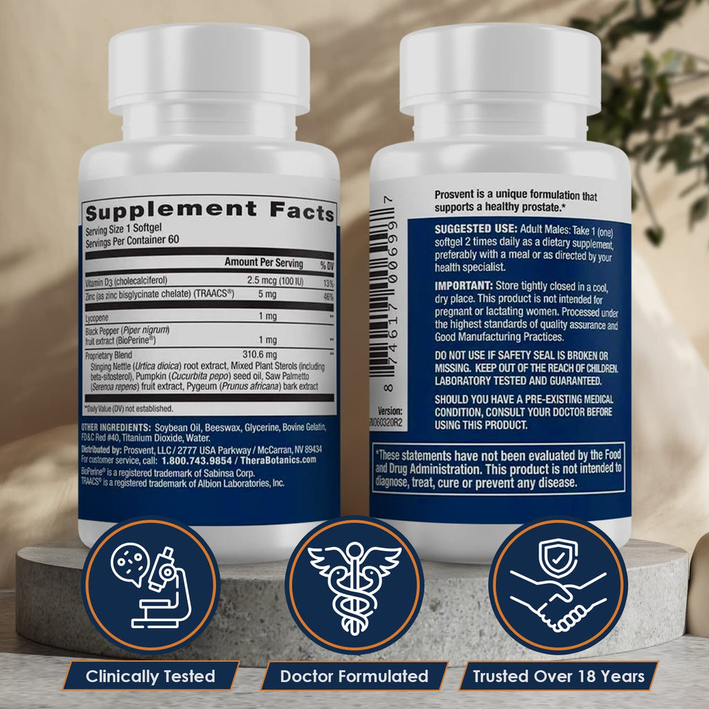 Prosvent Advanced Men's Prostate Support Natural Supplement 60 softgels