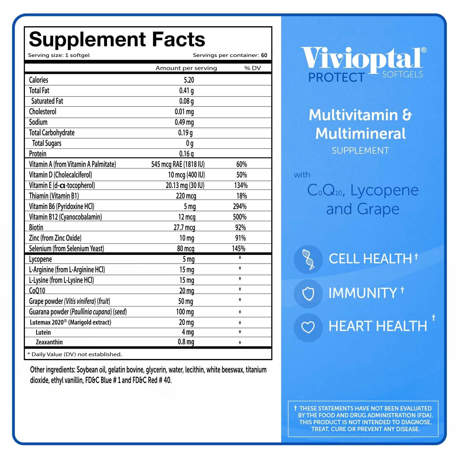 Vivioptal Protect for Men Multivitamin & Multimineral, 60 Capsules