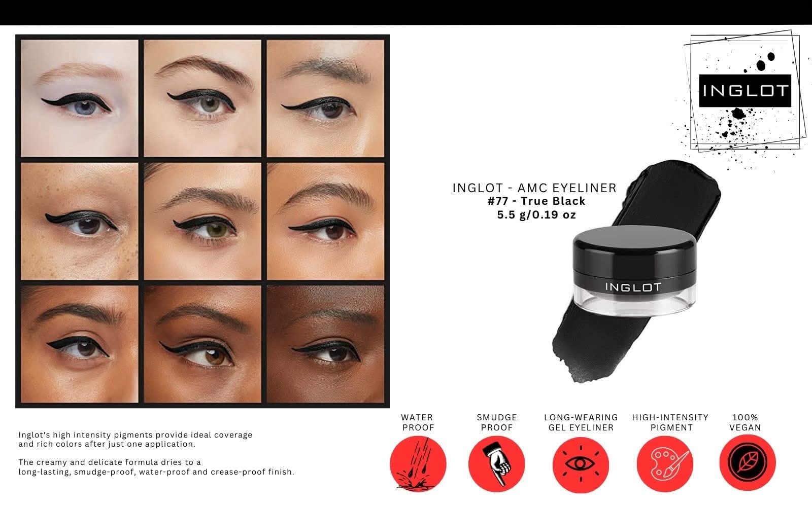 INGLOT AMC EYELINER + DURALINE BUNDLE 3 PIECE SET (GEL 77 + GEL 90 + Duraline)