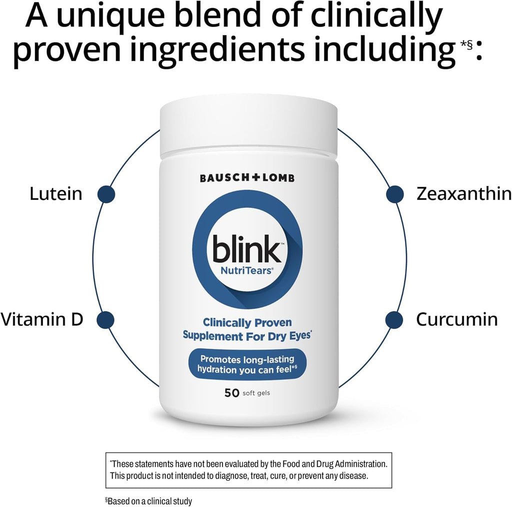 BLINK Nutritears Supplement for Dry Eyes, 50 Softgels