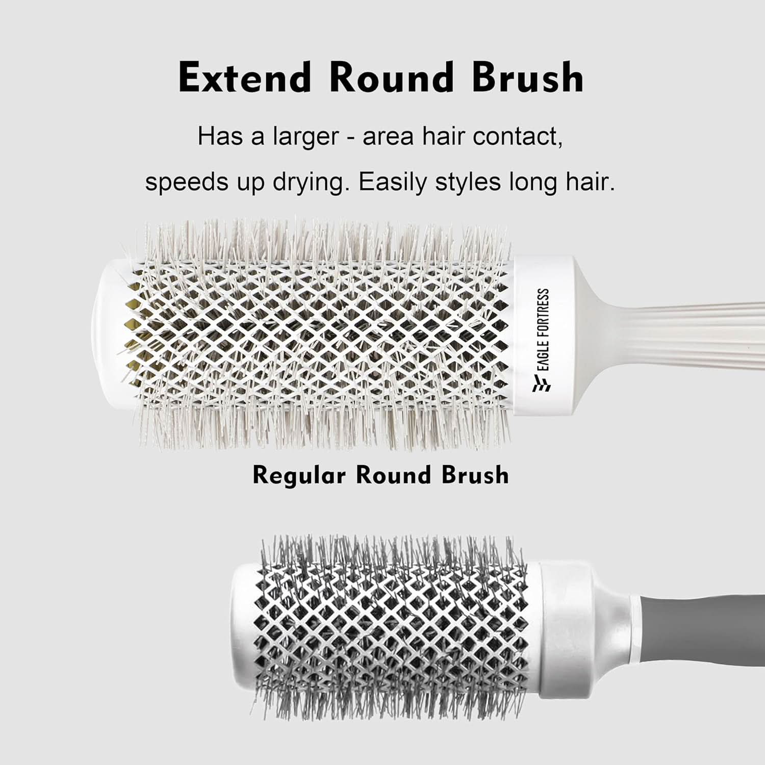 Eagle Fortress XL Ceramic + Ionic Round Hair Brush 1.69 in - Grey