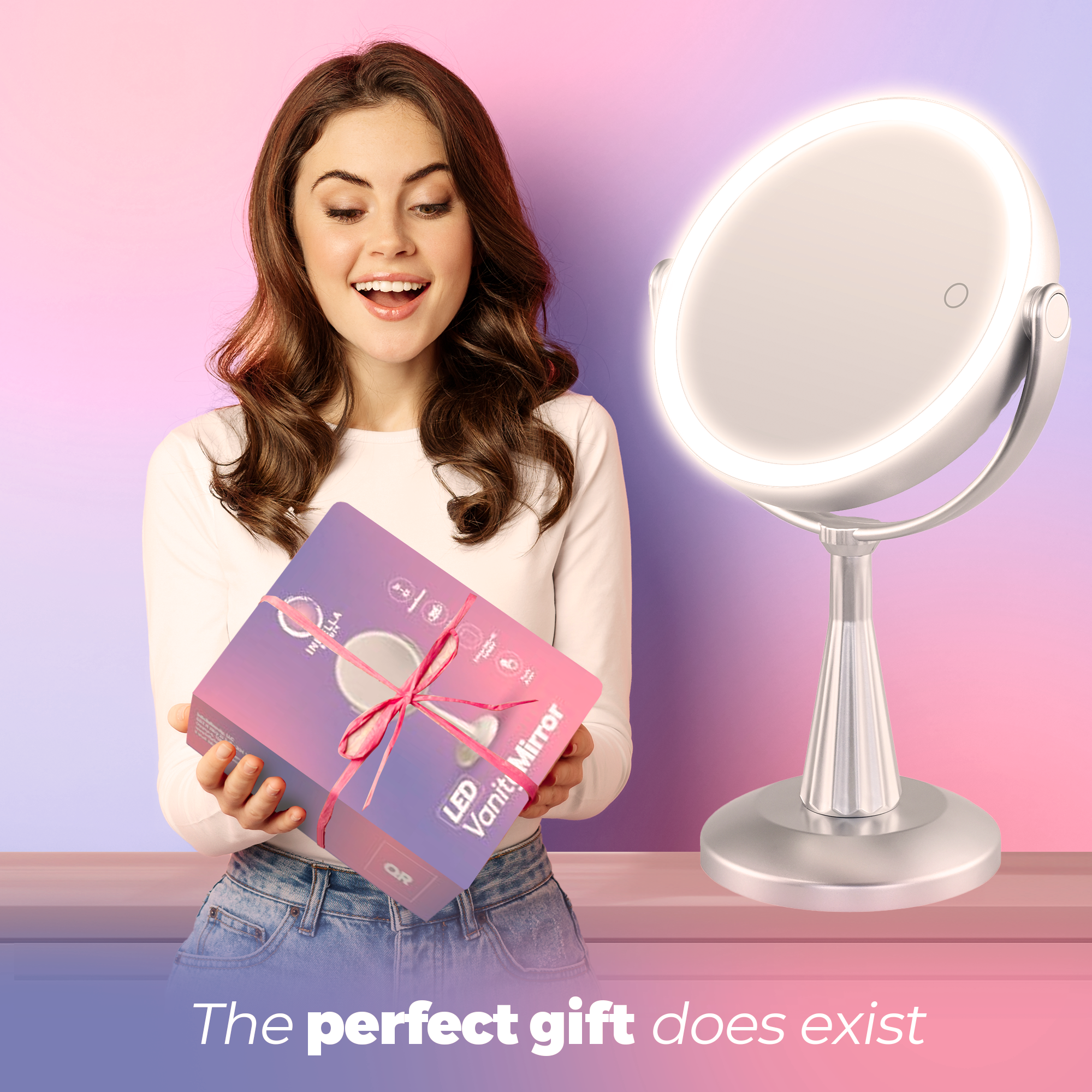 Lily InBella  LED Vanity Mirror – Adjustable Light & 360° Rotating