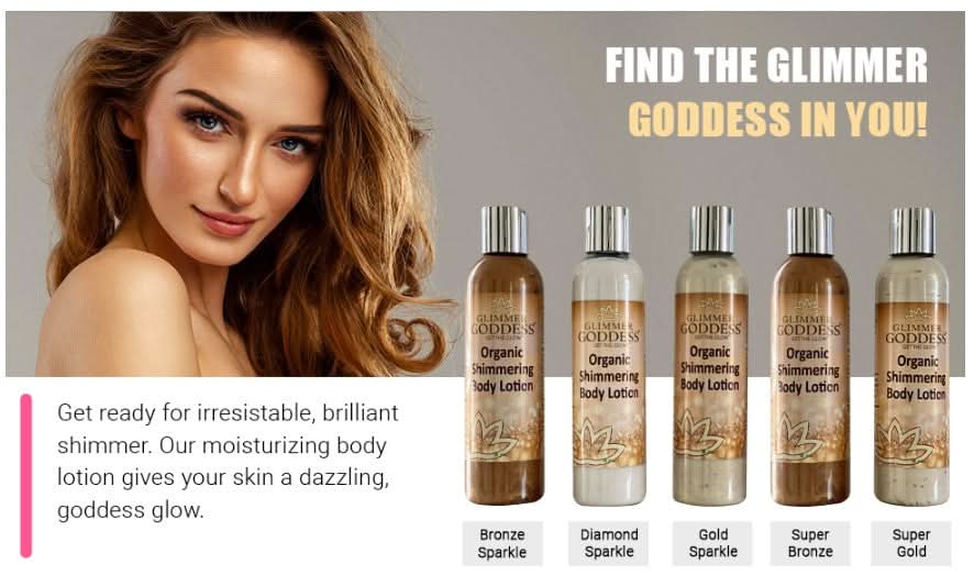 Glimmer Goddess Organic Shimmer Body Lotion - Gold Super