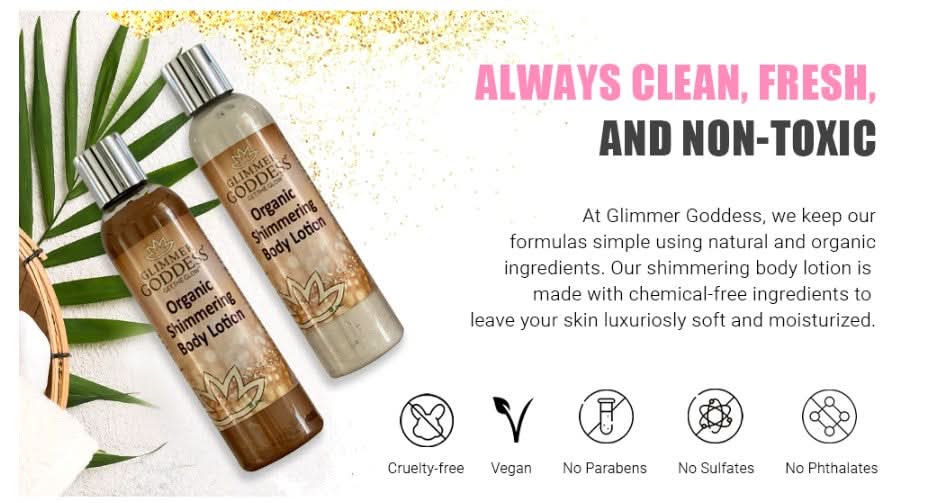 Glimmer Goddess Organic Shimmer Body Lotion - Bronze Sexy 8oz